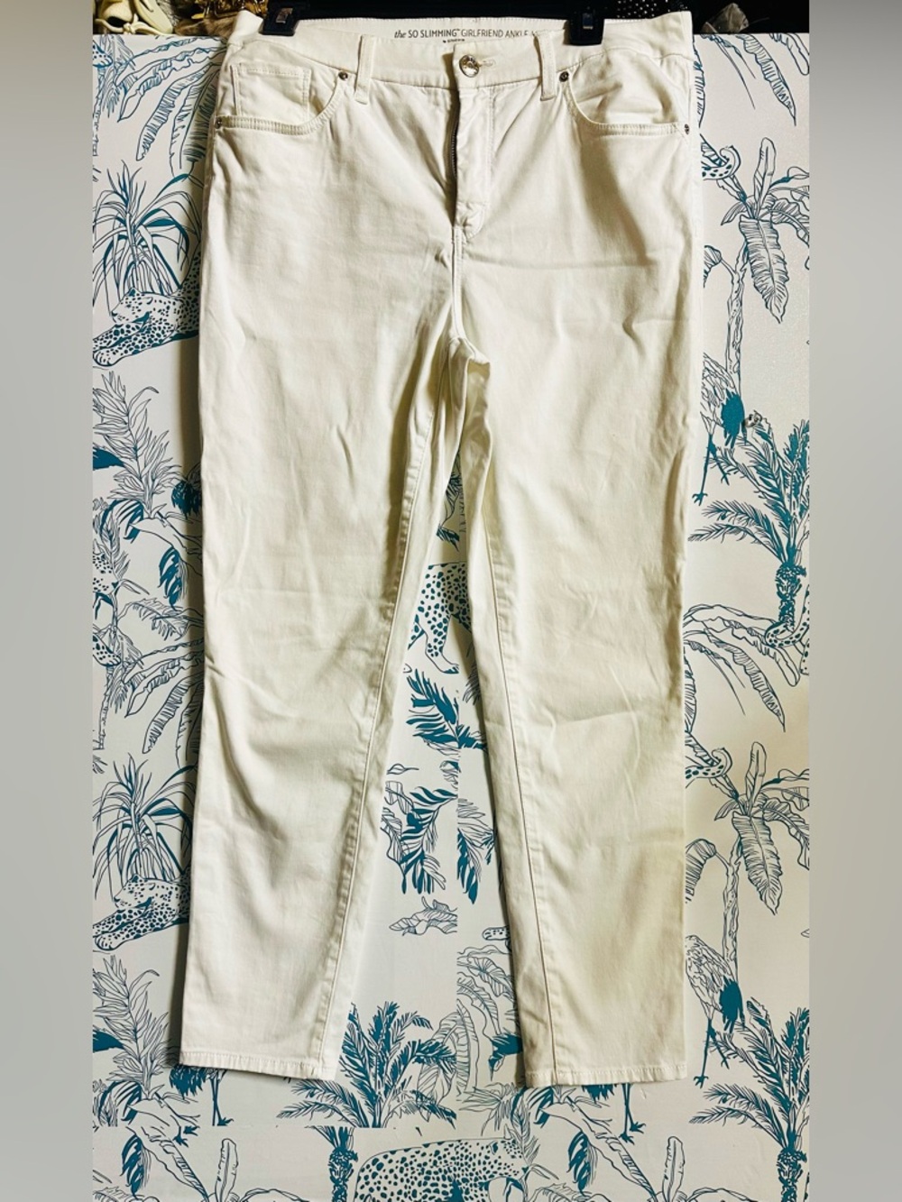 Chico's Women’s Cream Slim Straight Chinos